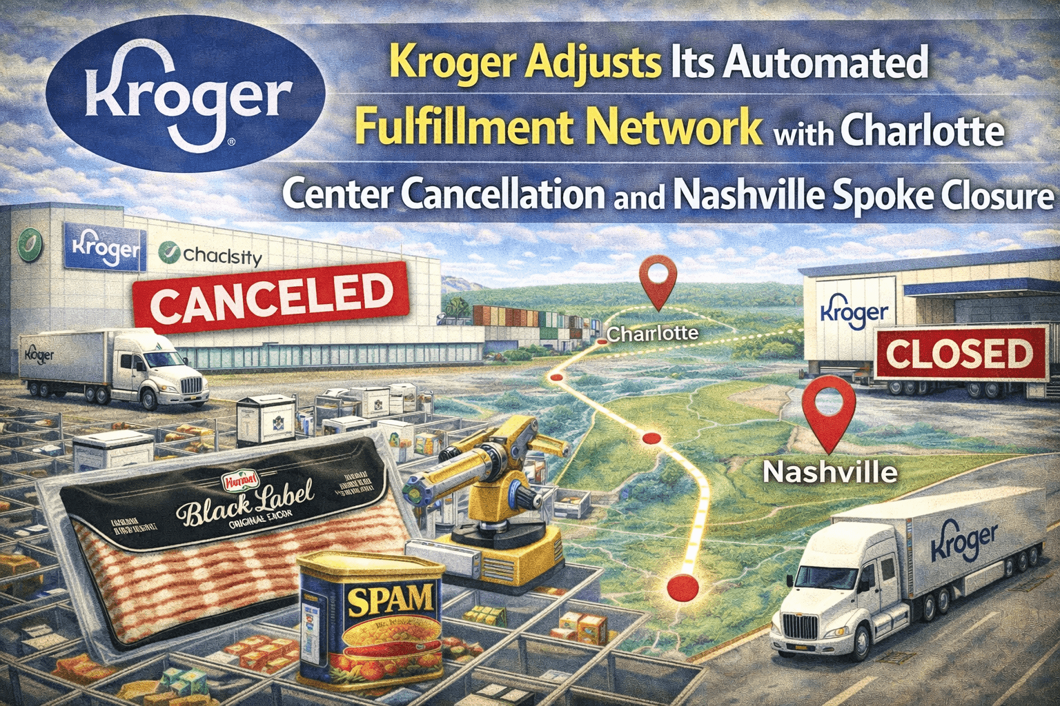 Kroger Adjusts Its Automated Fulfillment Network with Charlotte Center Cancellation and Nashville Spoke Closure