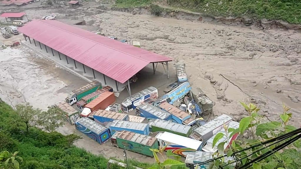 Heavy Flooding Disrupts Cargo Transport and Power Production in Rasuwa, Nepal