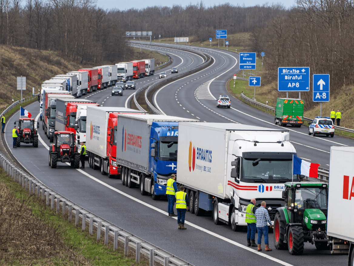 French Farmers' Protests Trigger 10 km Truck Delays at Biriatou, Affecting AP-8 Freight Traffic