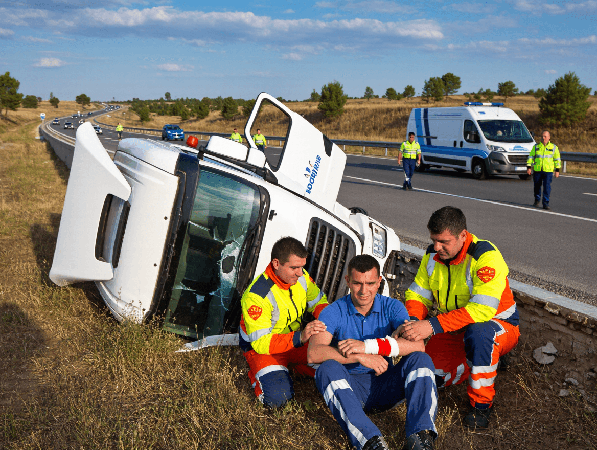 Rescue of Injured Truck Driver After A-7 Embankment Incident in Murcia Highlights Transport Risks
