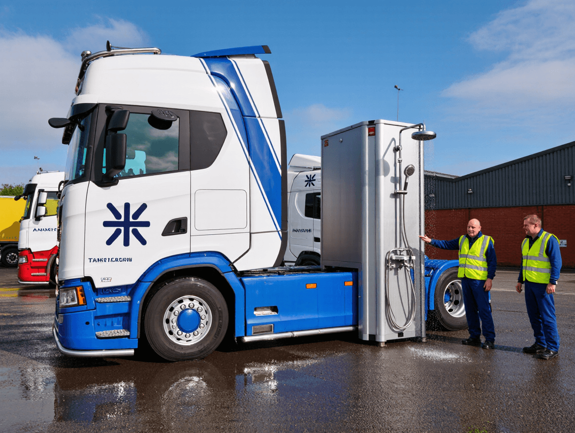 UK Transport Firm Adds External Shower to Scania Truck Cabin in a Bold Move
