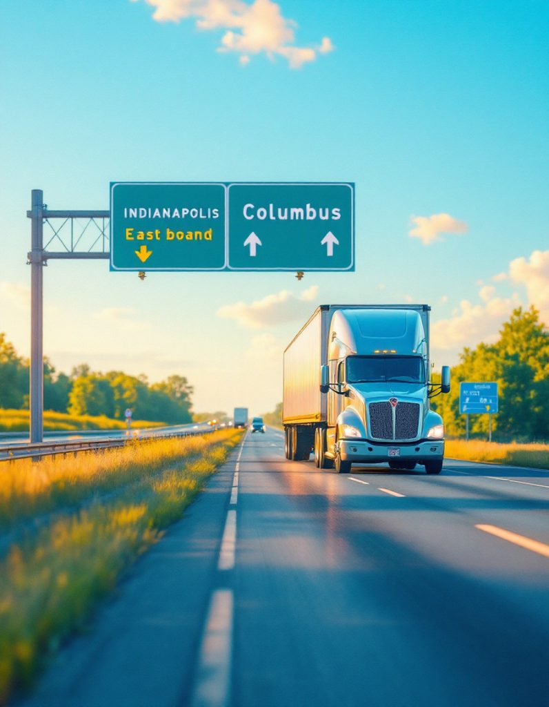 Frete de Indianápolis para Columbus: Rota logística de fabrico do centro-oeste