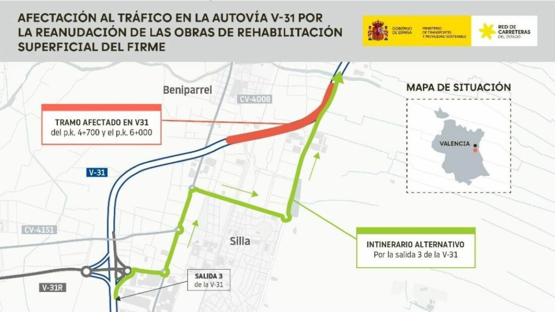 Updates on Traffic Affected by V-31 Surface Rehabilitation Works in Valencia and Their Impact on Transport