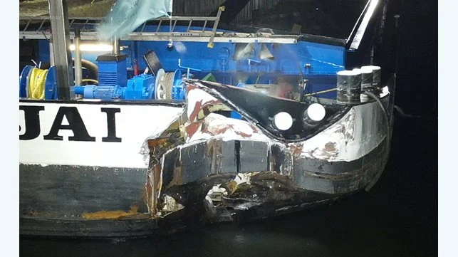 Cargo Ship Incident: Damage and Water Ingress Following Impact with Dock Wall