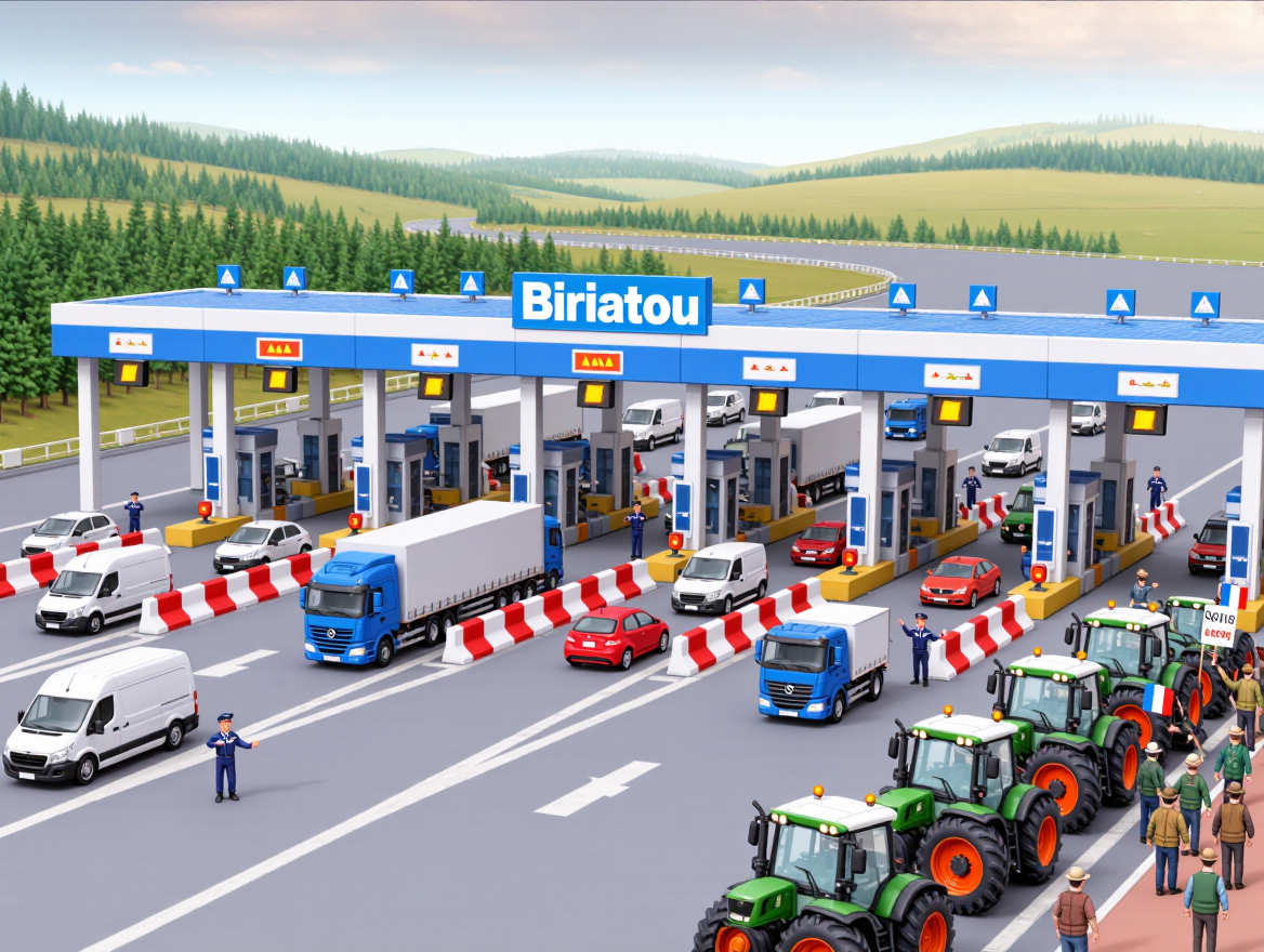 Aanbevolen voorzorgsmaatregelen voor transport bij de tol van Biriatou vanwege geplande wegblokkades door Franse boeren