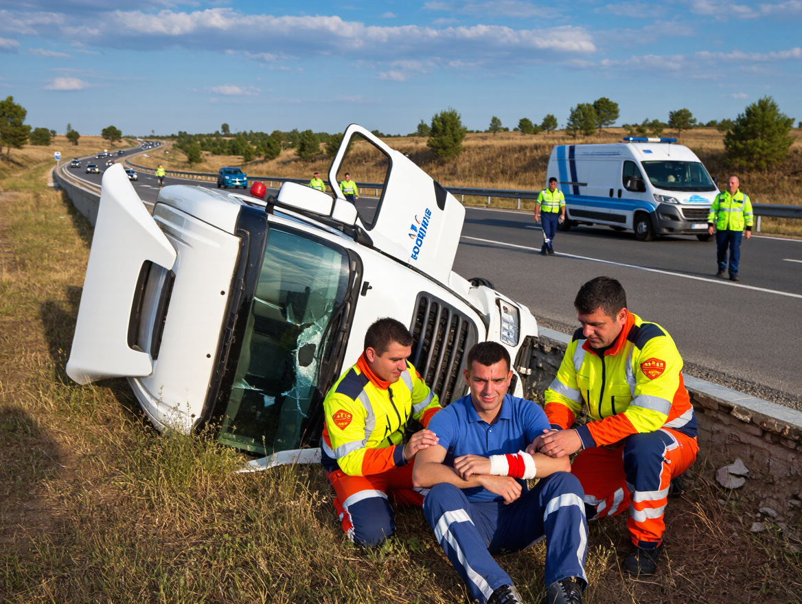 Rescate de un camionero herido tras un incidente en la A-7 en Murcia pone de relieve los riesgos del transporte