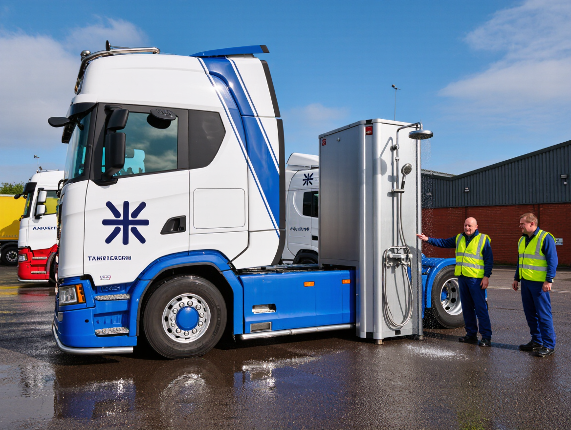 UK Transport Firm Adds External Shower to Scania Truck Cabin in a Bold Move