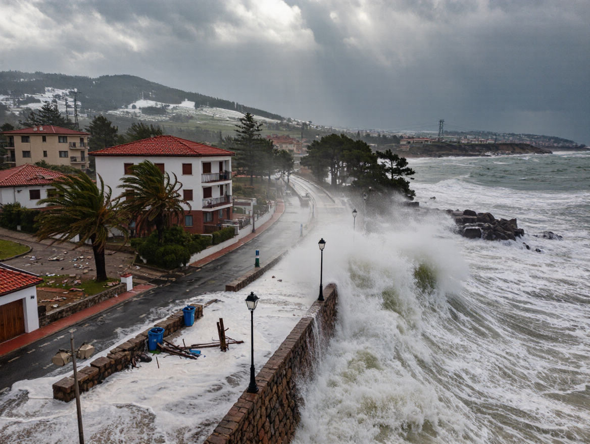Ingrid’s Approach: Gale-force Winds, Coastal Damage Risk and Snow Down to Low Elevations in Northern Spain